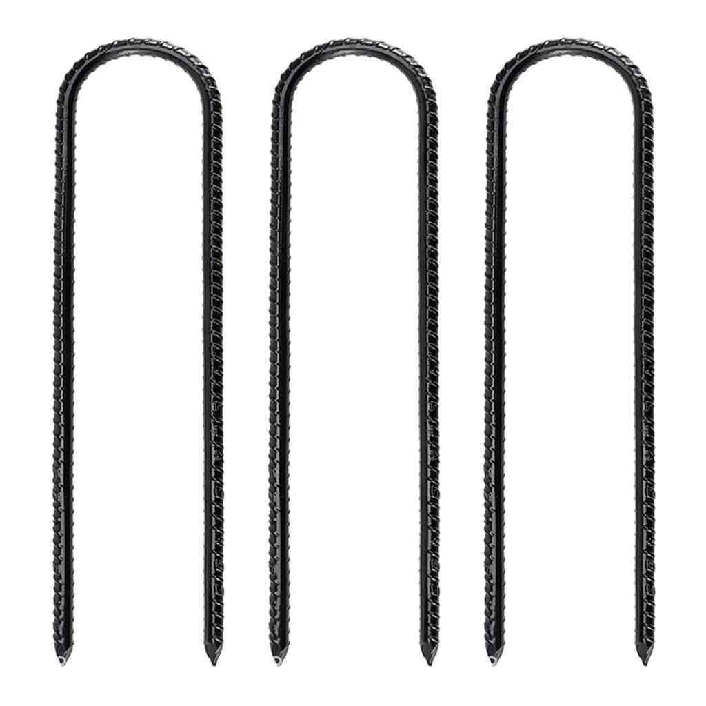 3Pcs Steel Ground Stakes Tents Nails U Shaped Metal Fences Stake Tent Pegs for Trampolines Camping Canopies Sheds