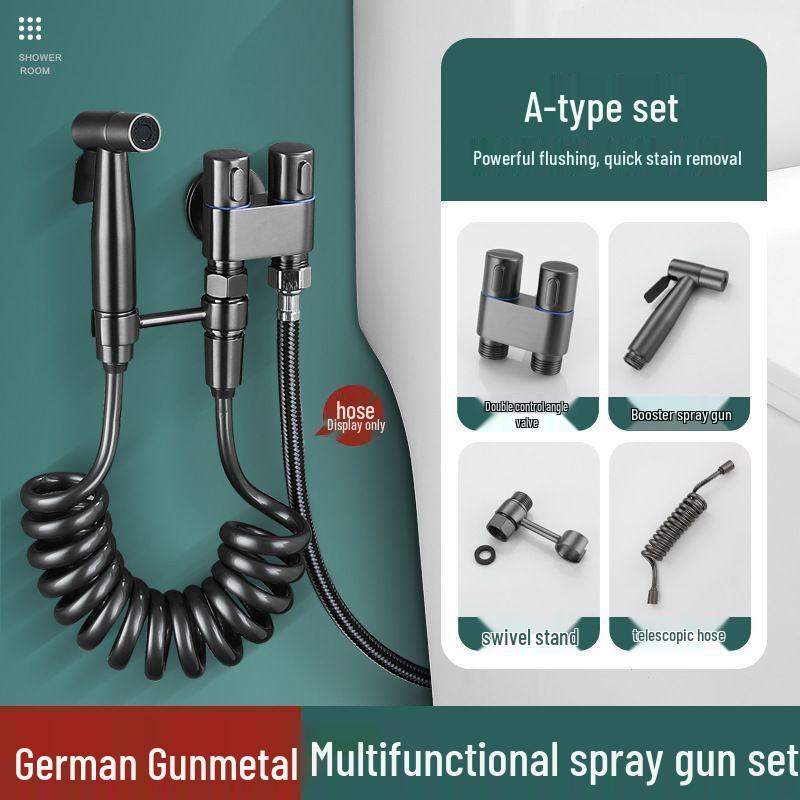 High-Pressure Stainless Steel Toilet Bidet Spray Set with Angle Valve