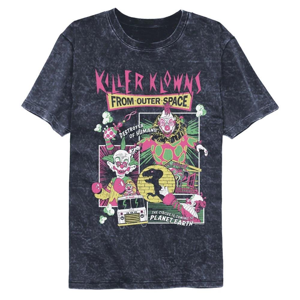 Killer Klowns Comic-Boxen Offiziell lizenziert Kurzarm Mineralwasch-T-Shirt