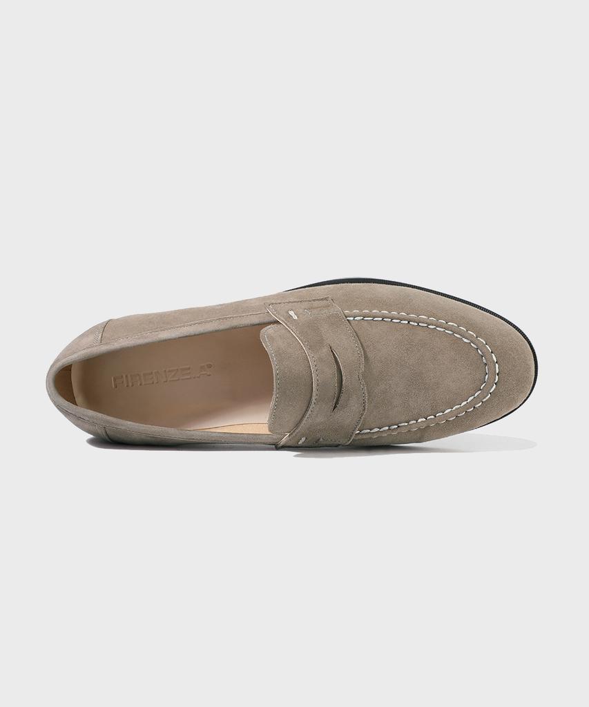 Firenze Atelier Standard U-Tip Suede Penny Loafers 4050-Qs [Ash Beige]