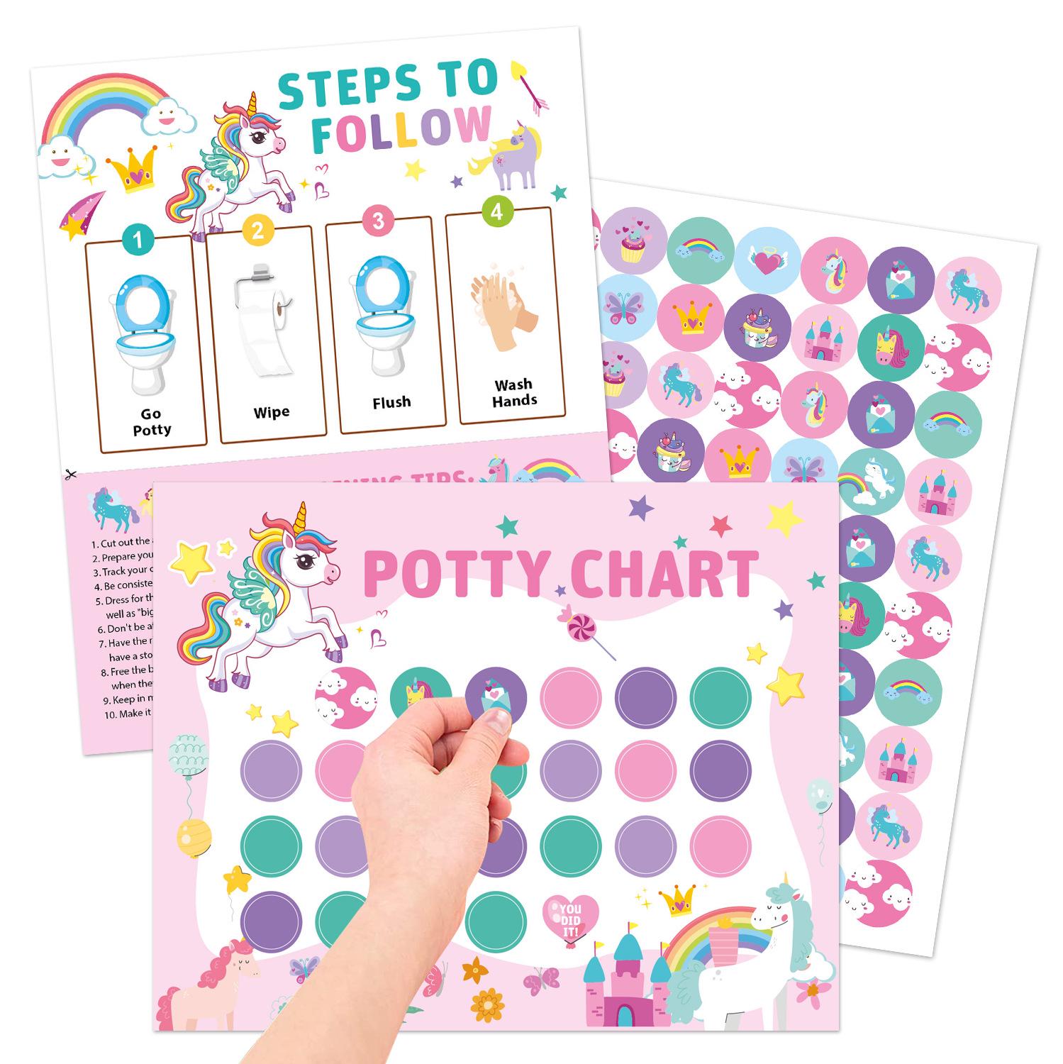 Kids Potty Training Reward Stickers Chart for Boys & Girls