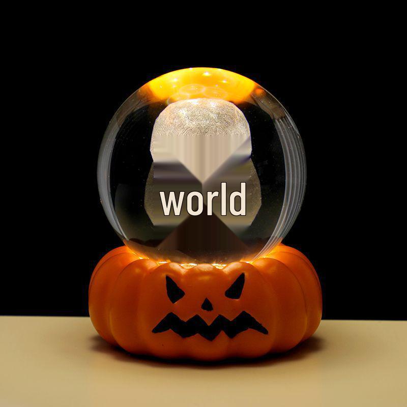 Spooky Night Pumpkin Skeleton Lamp - Creative Horror Halloween Decor Atmosphere Light.