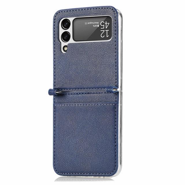 Luxury Card Holder Leather Coque Case For Samsung Galaxy Z Flip 4 5g Flip4 Flip3 Flip 3 Zflip4 Anti -Dust Cell Phone Accessories