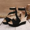 New Large Size Women's Shoes, Fish Mouth Women's Sandals, Wedge Heel Sandals, Zipper High Heel Sandals After Outer Wear