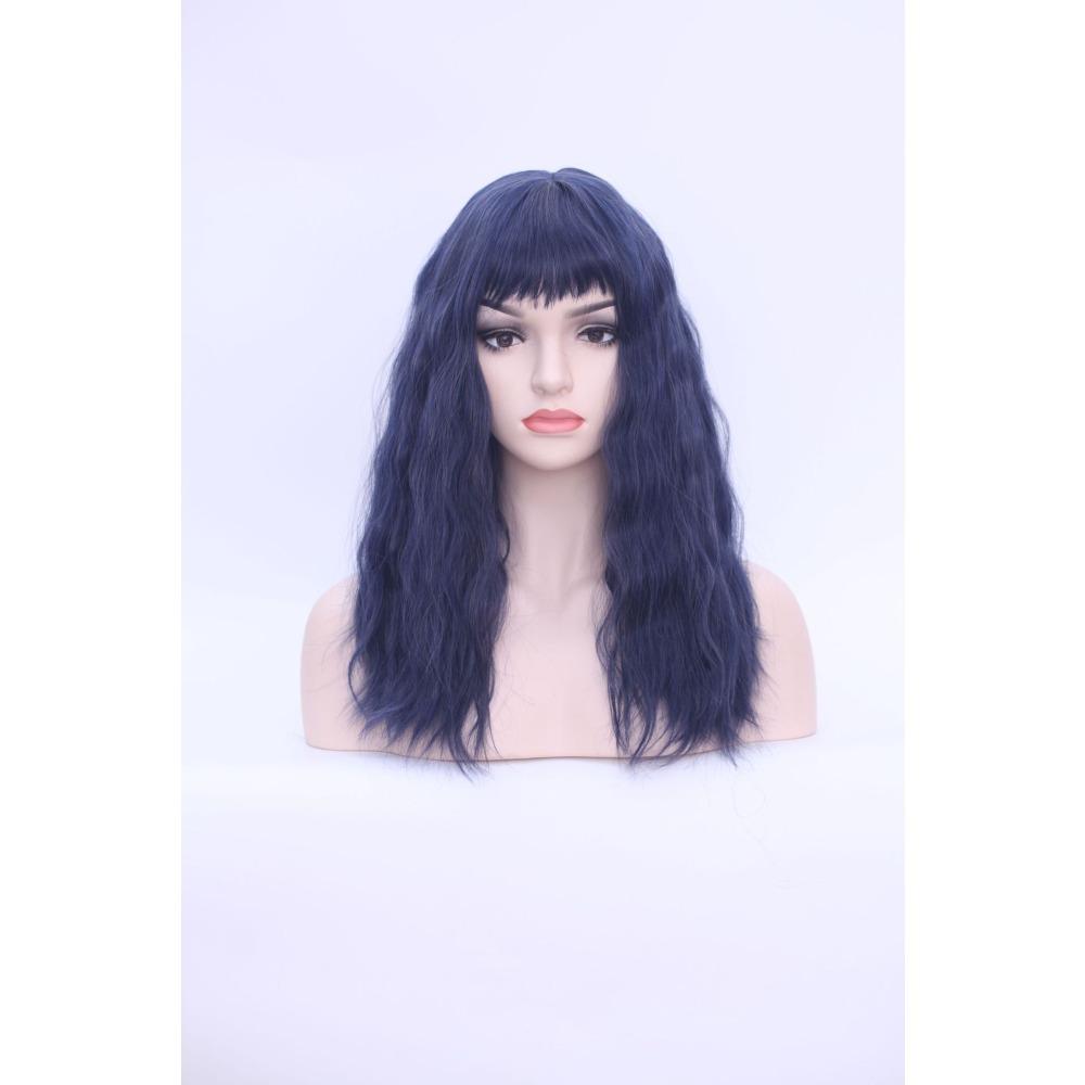 Wig Water Ripple Wig Multi-Color Mixed Color Long Curly Hair, Slightly Curled Big Scalp Air Bangs