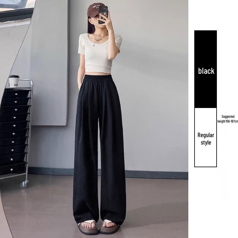 

White Milk Puff Women s Loose Wide-Leg Pants - Spring/Summer 2026 M 43-48 kg