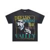 Meichao Vale New Retro Character Print Summer High Street Men and Women Loose Casual Wash Old Short Sleeve T-shirt