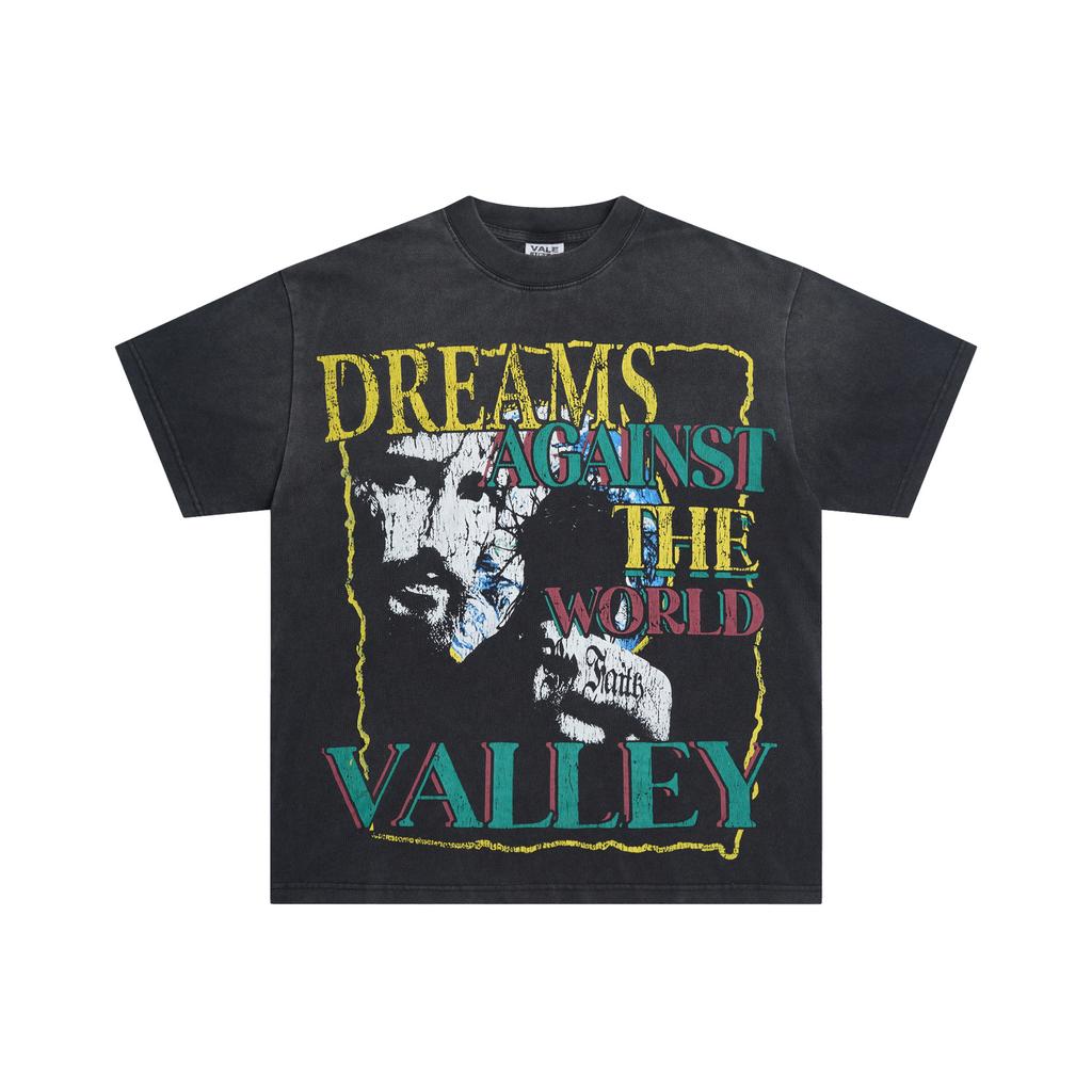 Meichao Vale New Retro Character Print Summer High Street Men and Women Loose Casual Wash Old Short Sleeve T-shirt