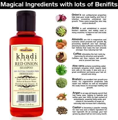 Herbigiri Herbal 100% Pure & Natural Red Onion Shampoo l For Hair Growth & Control Hair Losses 630Ml (Pack Of 3)