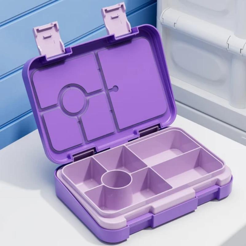 

37 унций Очаровательный ланч-бокс с мультяшным принтом, микроволновый, с отделениями, герметичный, без БФА, контейнер для перекуса для школы, пикника 6grid&1100ml&1 фиолетовый