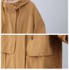 2024 Women's Plus Size Hooded Cotton Trench Coat - Spring & Autumn Casual Mid-Length Style