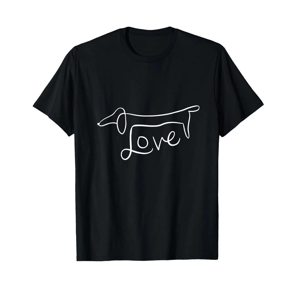 Dachshund Single Line Design Dog Owner Male Unisex T Shirt Vintage Stylish Unisex Breathable Homme Stretched Slightly