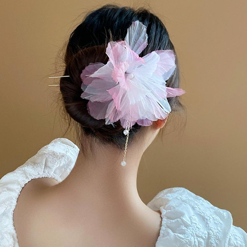 New Chinese Phoenix Luminous Lotus Tassel Hairpin Guochao Stepping Hairpin Antique Temperament Hanfu Hair Accessories Women