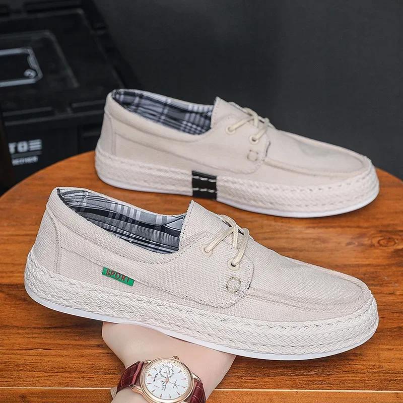 Men  Summer Canvas Shoes Breathable Comfortable Casual Shoes Outdoor Walking Sneakers Loafers for Men Vulcanized Shoes