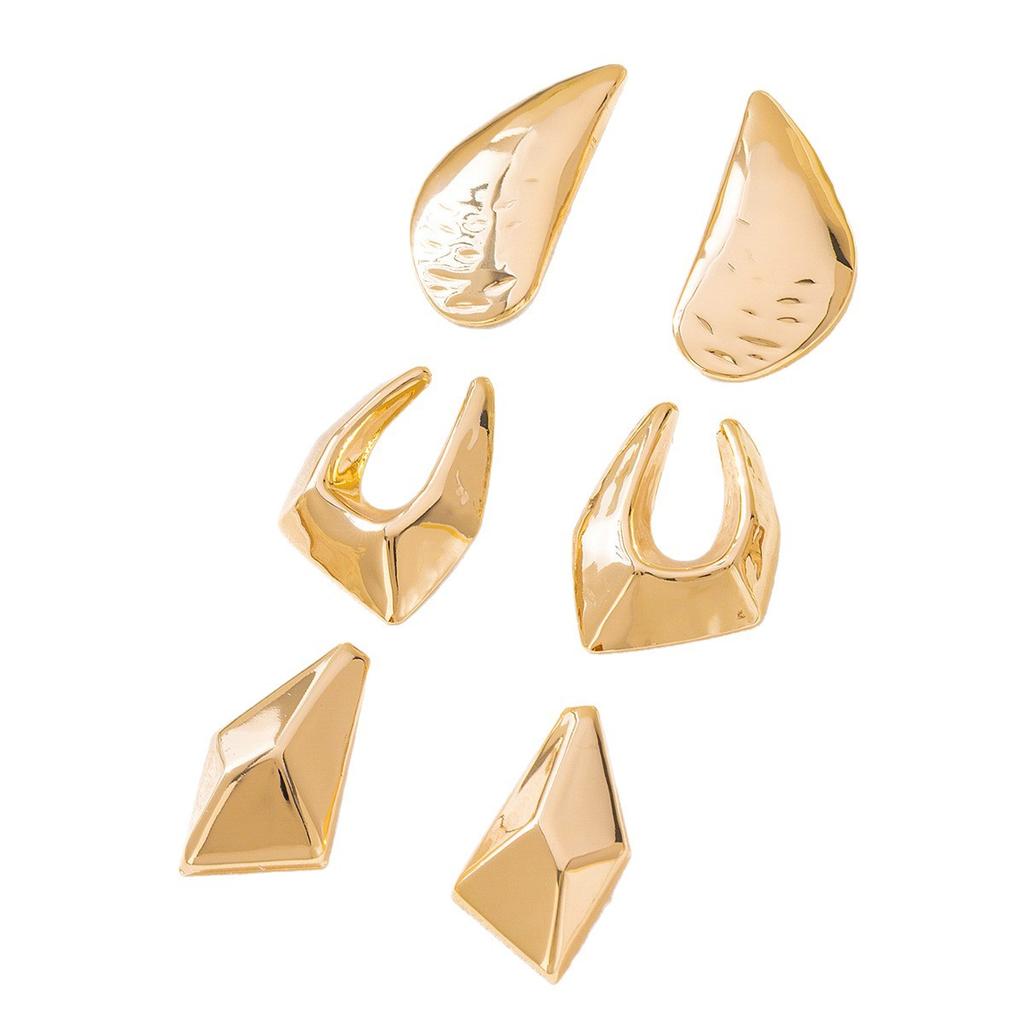 One Pair Daily All Match Fashion Shiny Geometric Gold Tone High Grade Stud Earrings For Women Vacation Party Wear Jewelry