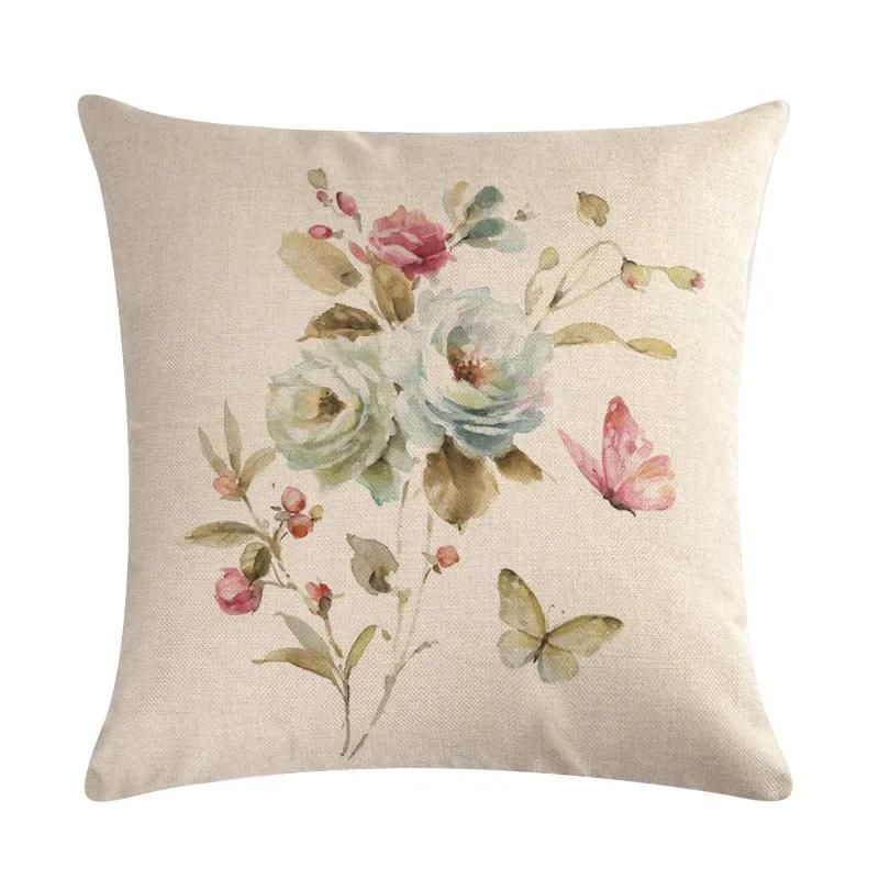 Modern Spring Paris Pillows Case Decor Home Bird Flower Pillowcase 40X40 Cm Garden Chair Pillow Pillowcases For Pillows 45X45