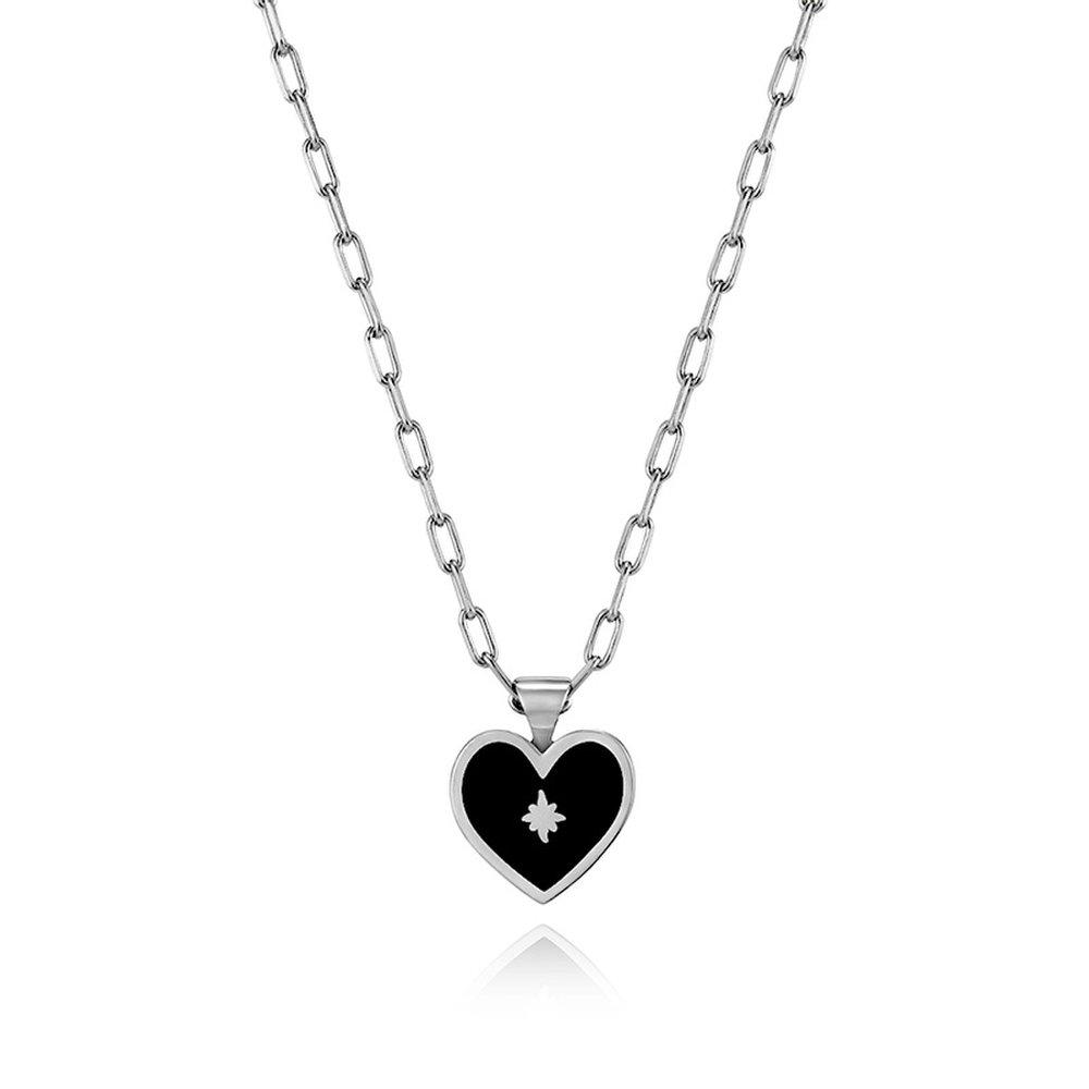 [By Iyer] Heart (W) Spade Enamel Necklace Black Bh6N36638Wb450