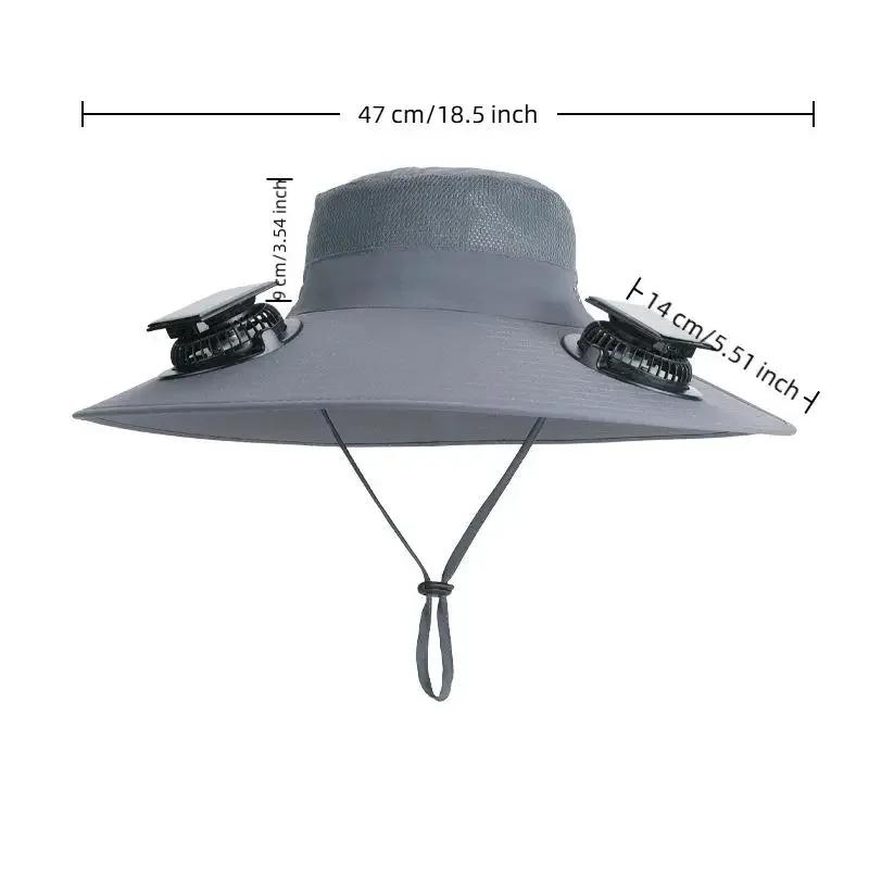 Outdoor-Fischerhut mit solarer USB-Ladefunktion und Lüfter, Kühlhut für Herren, Sonnenschutz, Fischerhut für Outdoor, Reiten, Wandern, Angeln