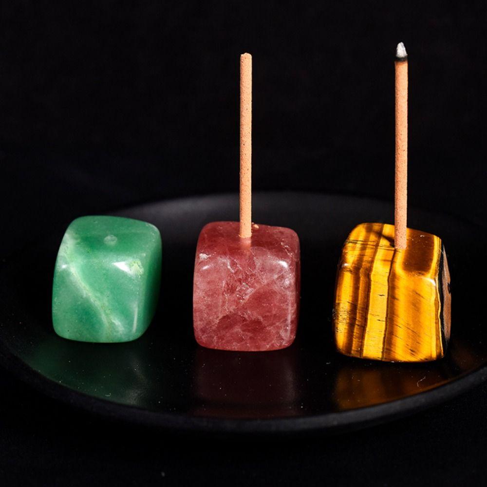 

Natural Crystal Stone Incense Censer Square Buddha Incense Ornaments Tea House