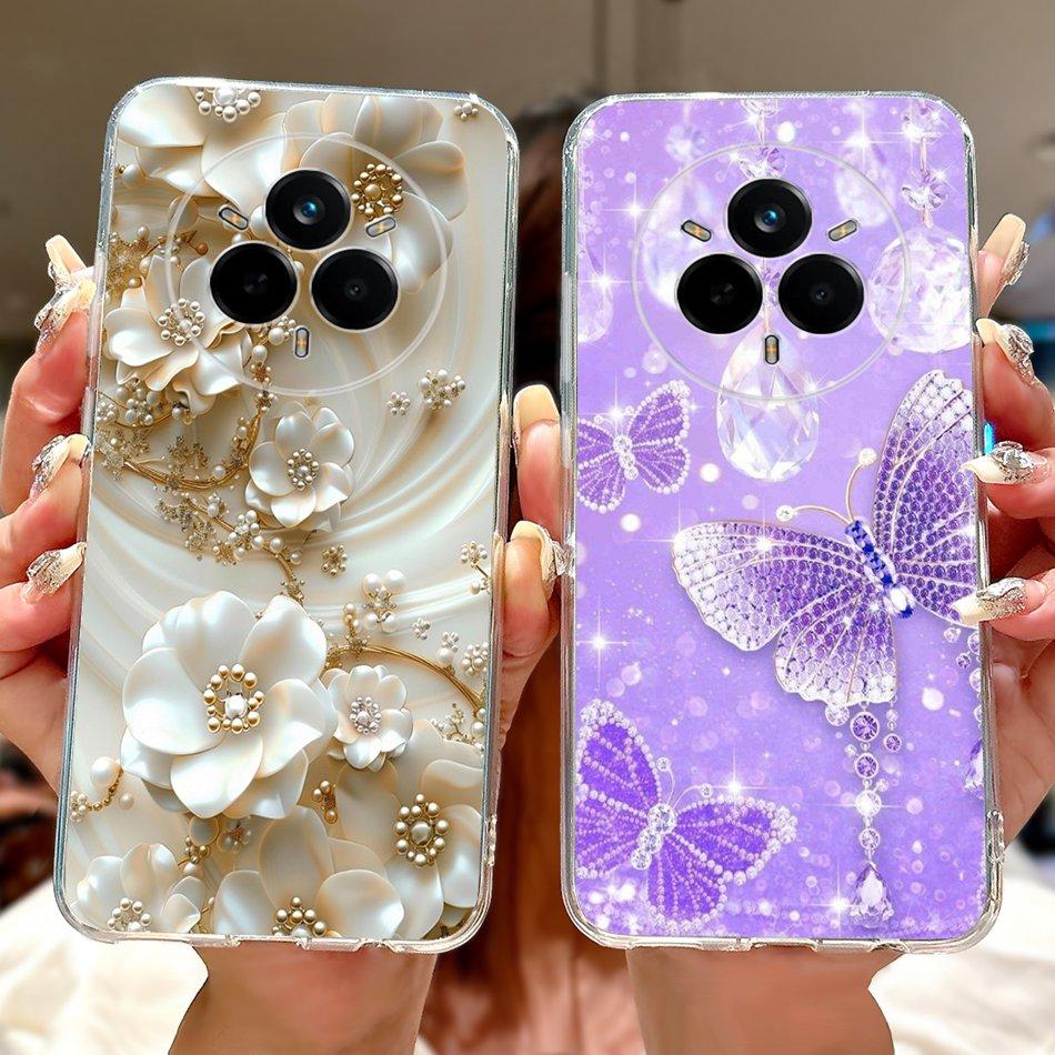For Realme 14 Pro 14Pro+ Elegant Floral Cat Printed Phone Case For Realme 14 Pro Plus 14Pro 5G Soft Silicone TPU Cases