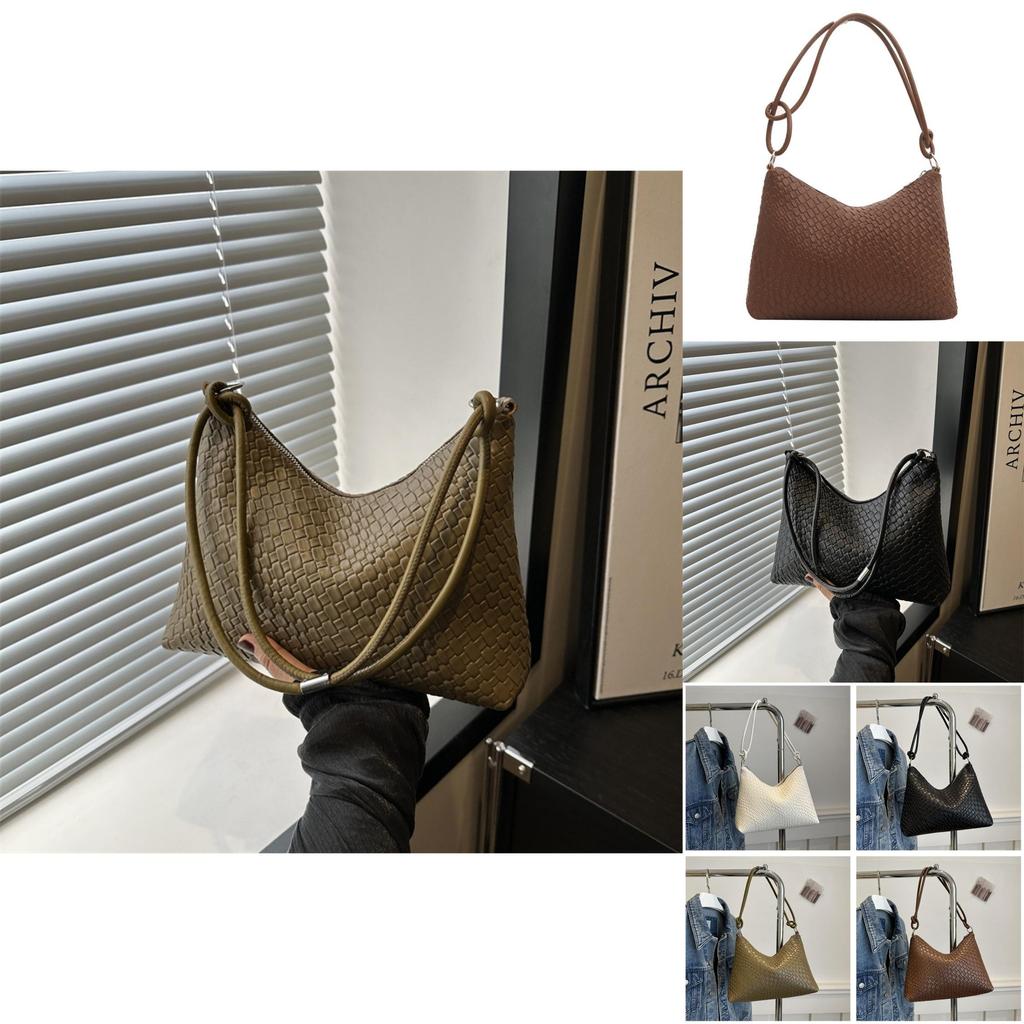 Trendy Women's Medium Size Woven Texture Underarm Bag Fashionable Casual Handbag