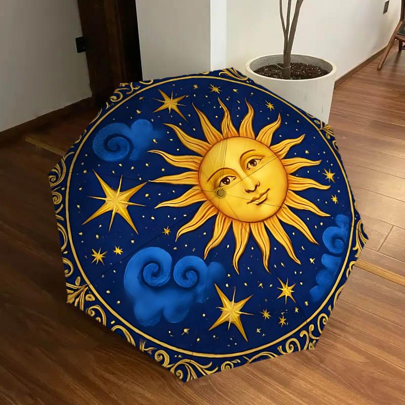 1pc Celestial Harmony Umbrella with Plastic Handle,Suitable for All Seasons Home Travel Outdoor UmbrellaDD1329