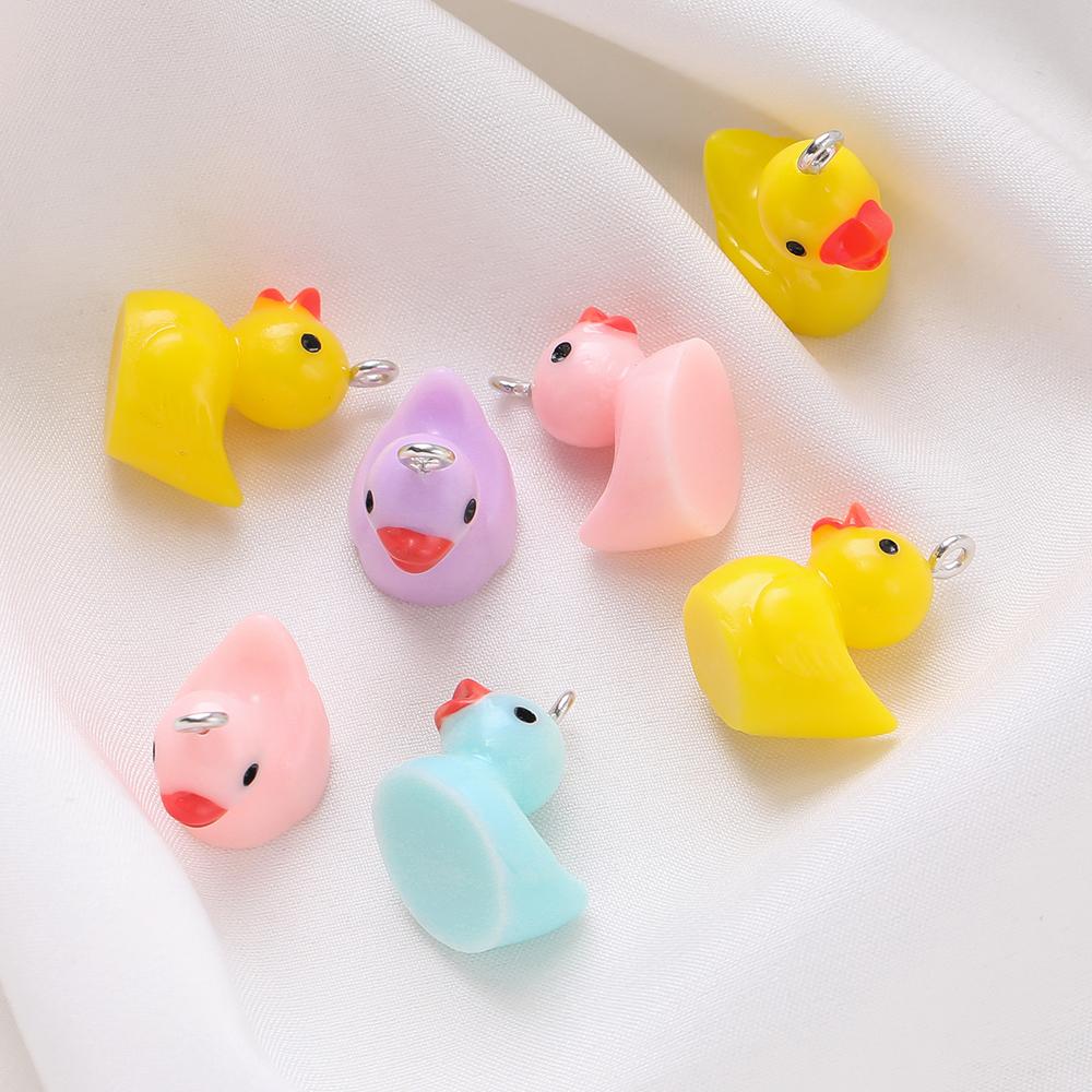10 Stück 17,5x18,5mm 3D Enten Harz Anhänger Niedliches Tier Anhänger Für Schmuckherstellung DIY Ohrringe Schlüsselanhänger Bastelzubehör