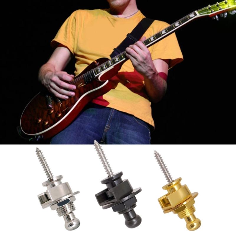 Set of 2 Guitar Strap Safe Locks Elegant Buttons Guitar Accessory Set Metal Strap Locks Electric Guitar Part for Guitar
