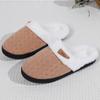 Fashion Knitted Mesh Cotton Slippers for Women Winter Round Toe Flat Heel Fur Slides Woman Faux Fur Warm House Cotton Slippers Mujer