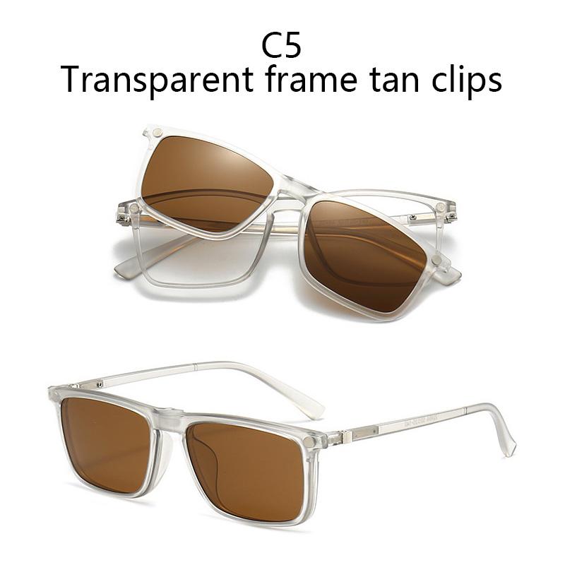 

Transparent Square Glasses Frame Women s Sun Glasses 6 In 1 Magnetic Clip On Clip Eyeglasses Men s Night Vision Eyeglass SHOW AS PICTURE