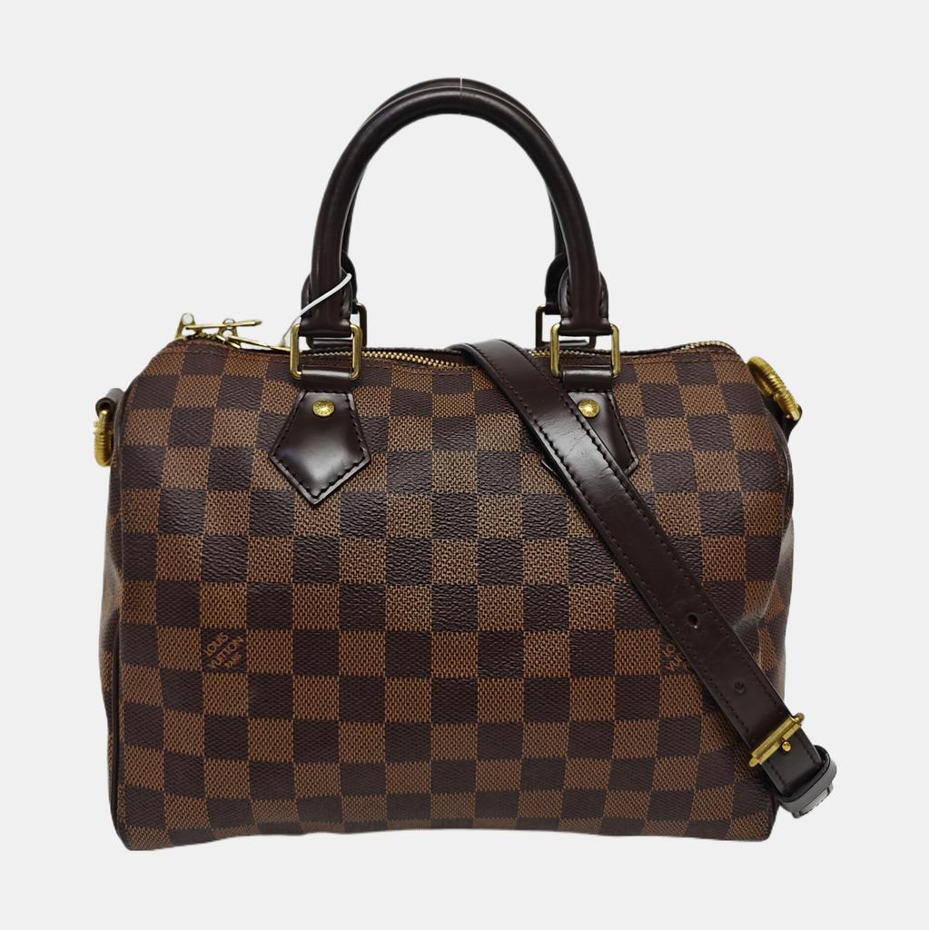 [Pre-Owned] Speedy 25 Checkered Strap Pillow Bag Coated Canvas Shoulder Tote - Very Good #15FF7C6
