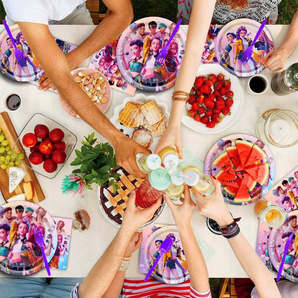 Cartoon Children's Birthday Party Decoration Paper Plates, Tissues, Tablecloths, Disposable Tableware Sets.