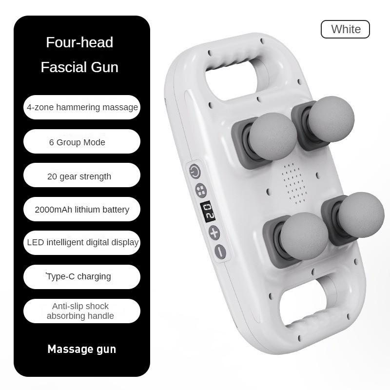 10W Wireless Four Head Fascia Gun Professional Waist And Back High-frequency Vibration Massager Muscle Relaxation Massage Gun