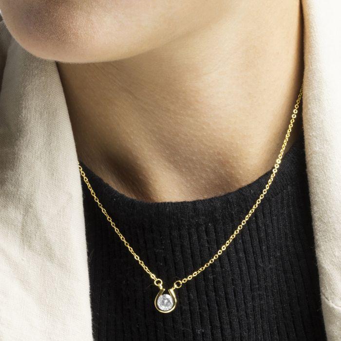 Luxenter Brilliant Zirconia Necklace 18 Carat Yellow Gold Finish - Ceol