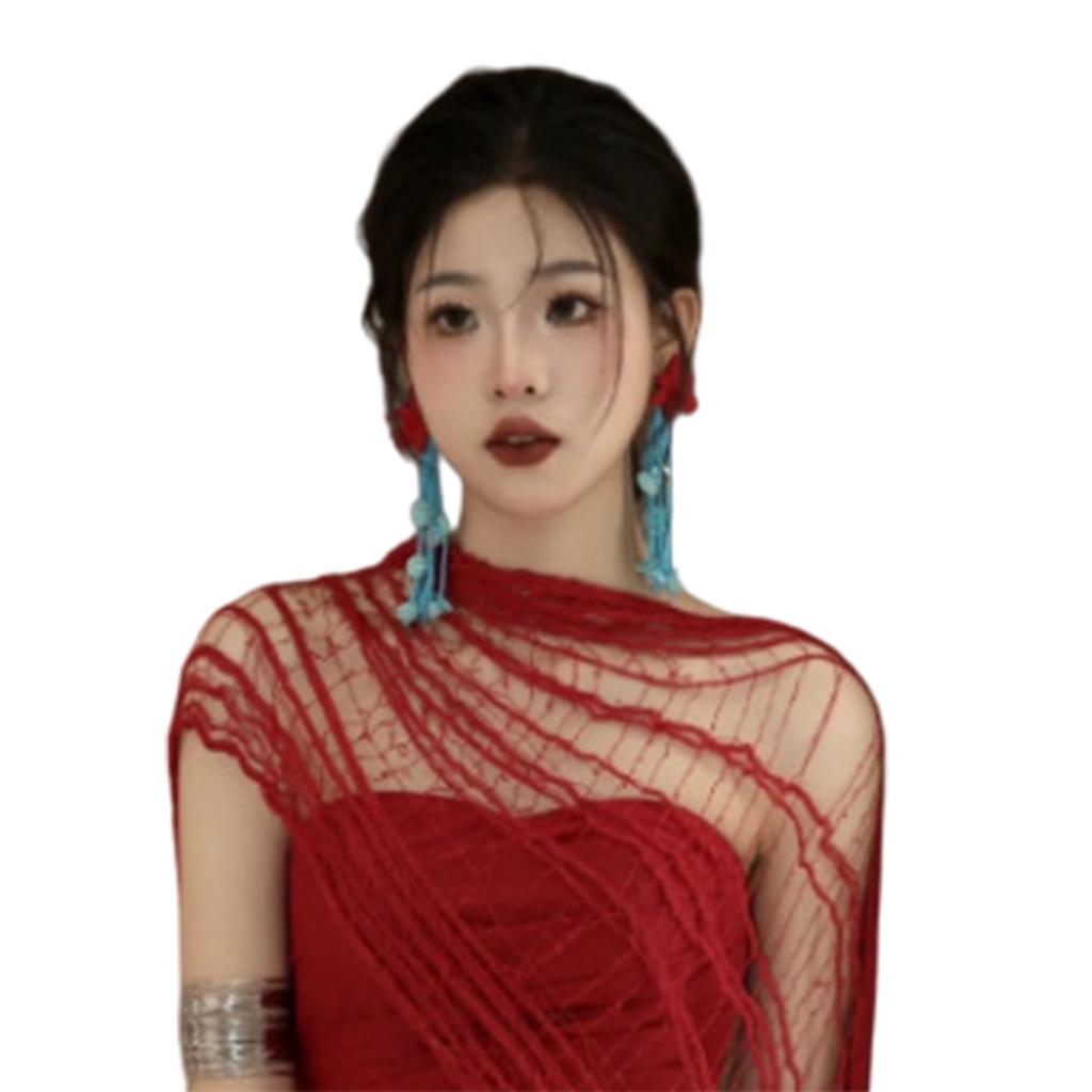 Fashionable Mesh Shawl Distressed Neck Scarf Soft and Elegant Netted Shawl Shoulder Wrap for Daily Use and Formal Event