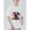 Black T Shirt with Fire Dragon Print for Casual Wear