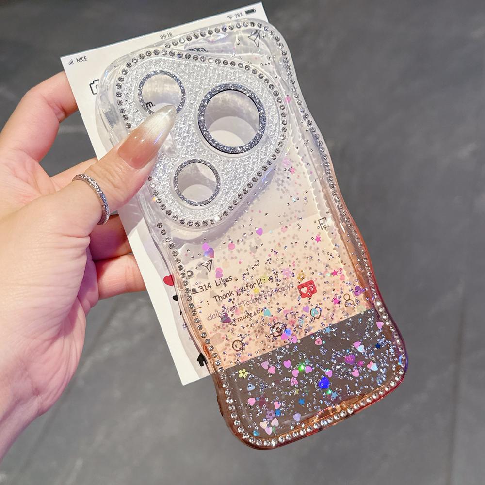 KEYSION Gradient Transparent Glitter Jewelle Phone Case for Huawei Pura 70 80 Pro 70 Ultra Lens Protector Shockproof Back Cover