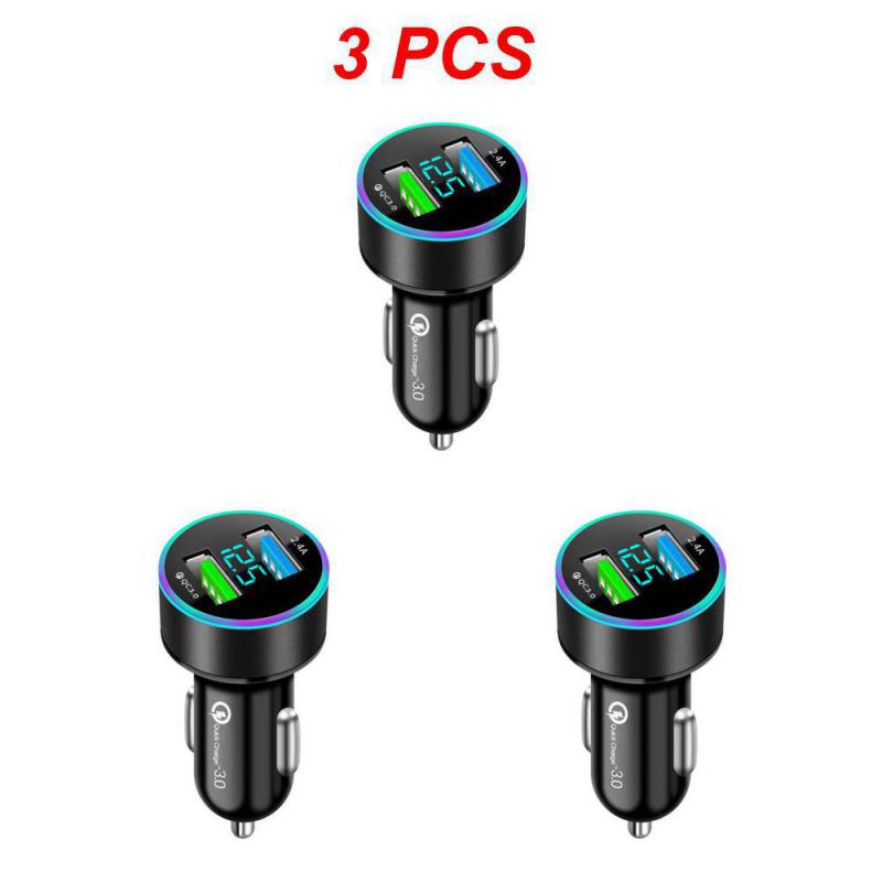 1/3/5PCS Car Charger Universal Multifunctional Dual Usb Digital Display Car Accessories Car Charger Adapter Portable