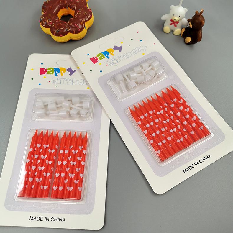 Children's Creative Colorful Cake Decoration Candles Baking Materials Printing Love Shape Pattern Confession Birthday Candles