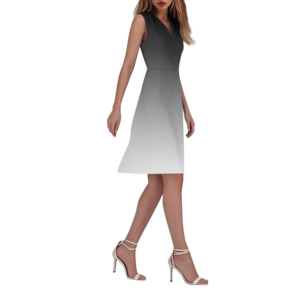 Chiffon Floral Sleeveless V-Neck Waist Dress