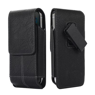 Universal Magnetic Phone Holder and Waist Pack with Rotating Clip - Men's Vertical Leather Sports Case