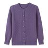 Women's Warm 100% Pure Wool Cardigan: Autumn/Winter Thick Knit Round Neck Sweater for Middle-aged & Elderly Moms