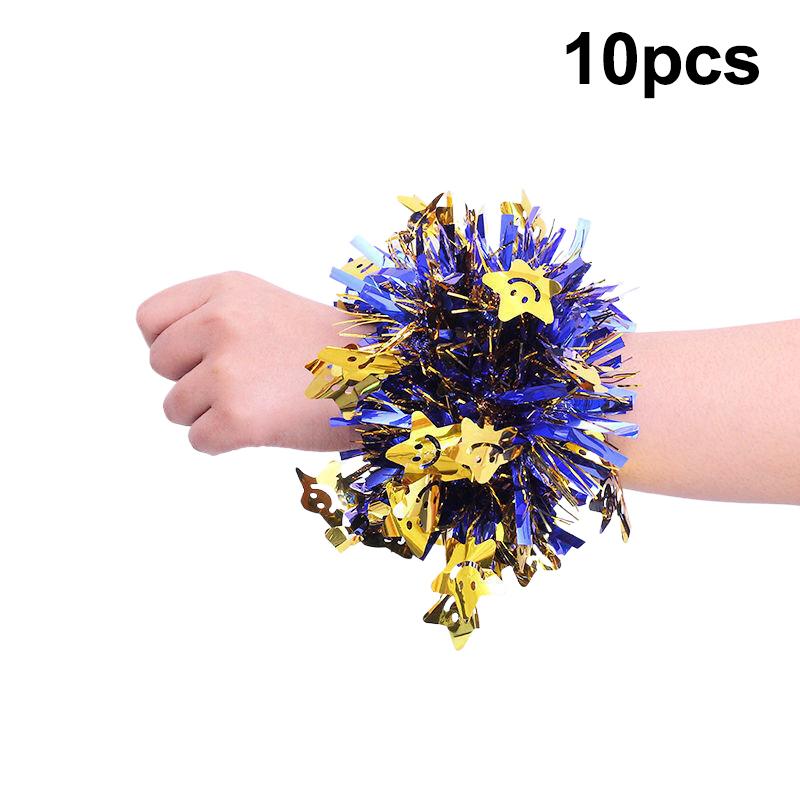 10Pcs Colorful Tinsel Bracelet Elastic Band Adults Kids Universal Dance Performance Prop Cheering Squad Tinsel Wristband