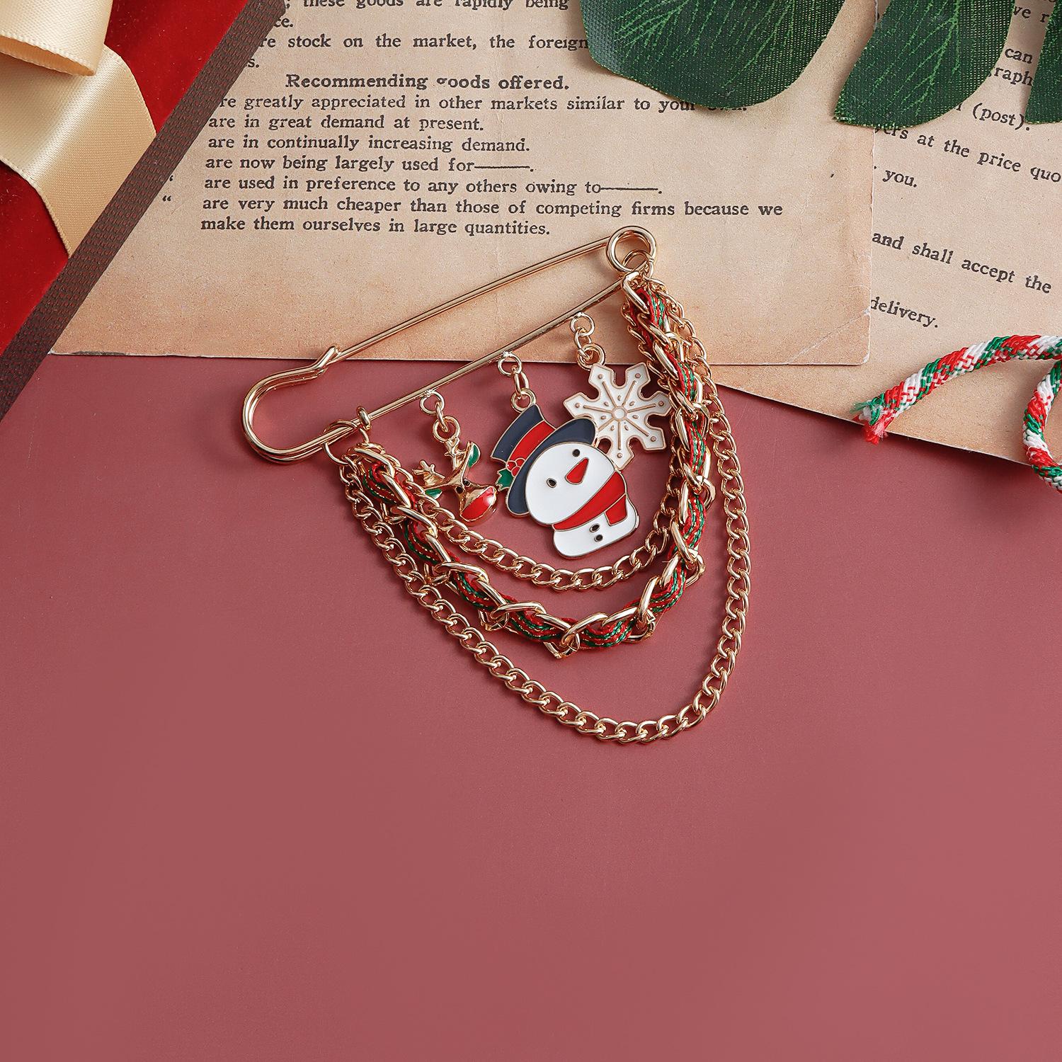 

European and American jewelry Christmas series metal brooch cartoon snowflake pendant personalized creative cute pin accessories