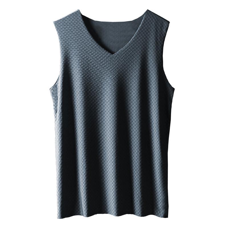 Men's Ice Silk Seamless Summer Slim Fit Vest - Sleeveless Sweatshirt for Youth Sports and Underwear.