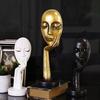 jijijing Abstract Contemplative Face Resin Sculpture, Minimalist Hand-on-Chin Bust Statue for Desk Living Room Office, Creative Art Decor Entryway