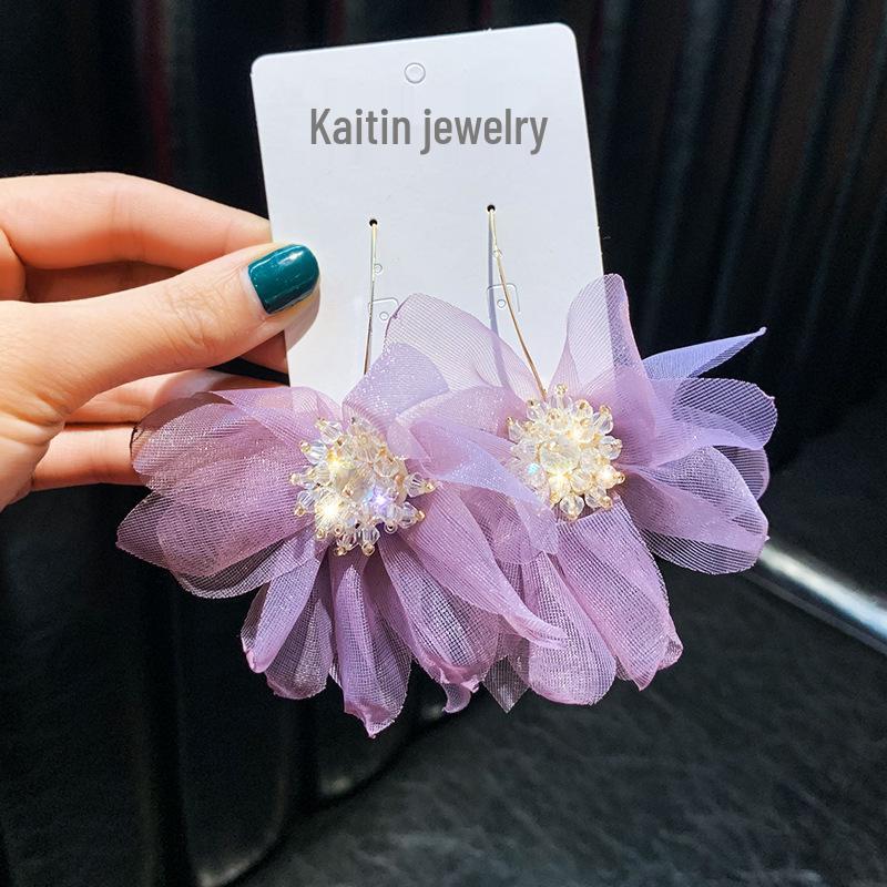 Handmade Multicolor Flower Long Earrings - European & American Holiday Style