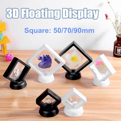 Black / White Fashion Cases Displays Square 3D Albums Floating Frame Holder Black White Coin Box Jewelry Display Show Case For Wedding
