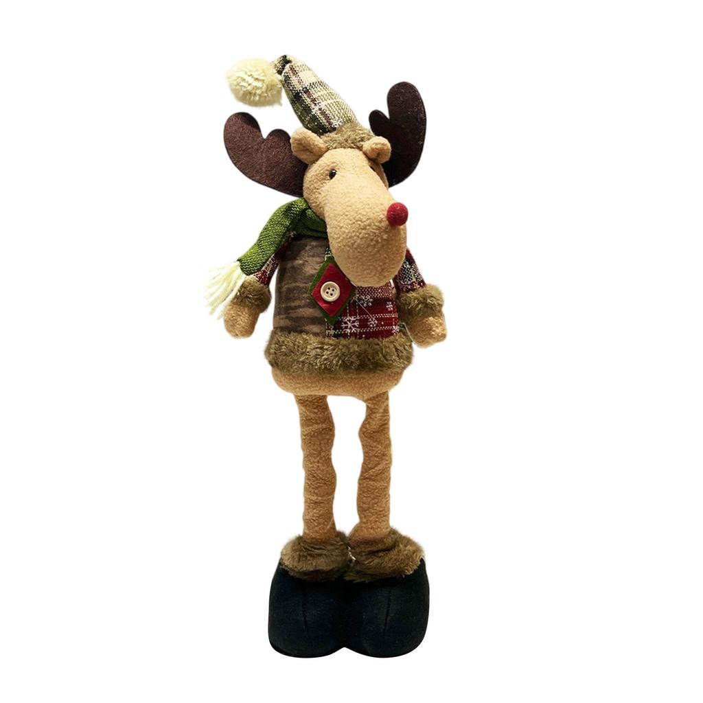 Christmas Cloth Doll Decoration Telescopic Long-Leg Reindeer/Snowman/Santa Claus Shelf Table Centerpiece