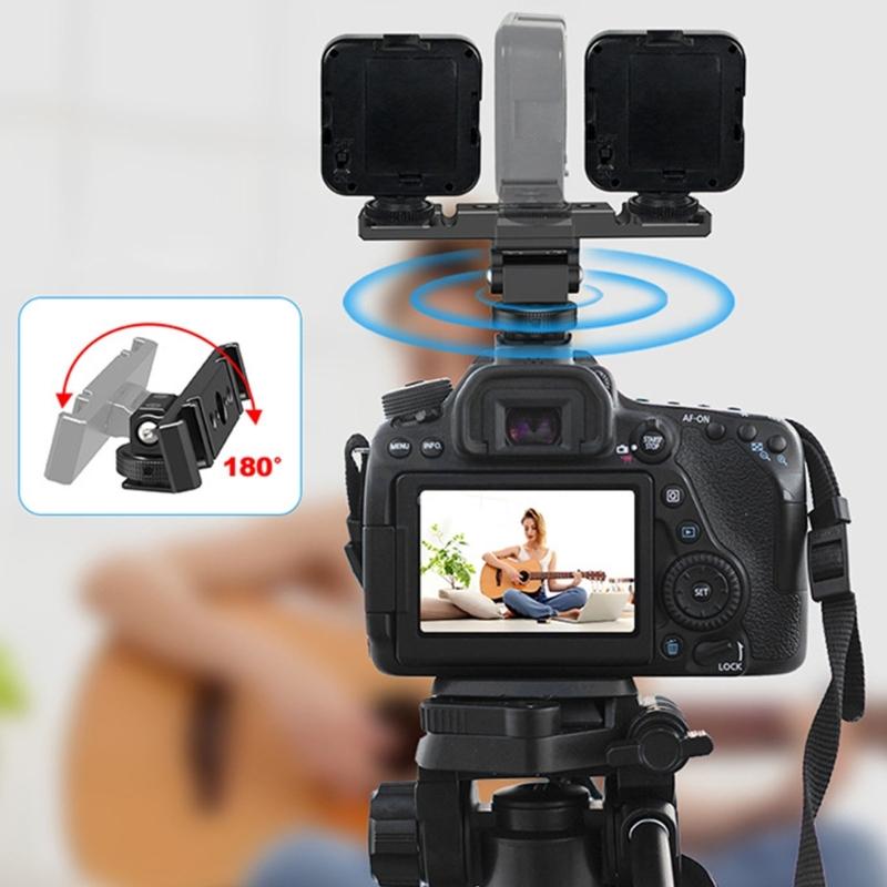 Double Cold Shoe Mount Extension Bar Aluminum Brackets for DSLR Camera Accessories Microphone LED Light Mounting